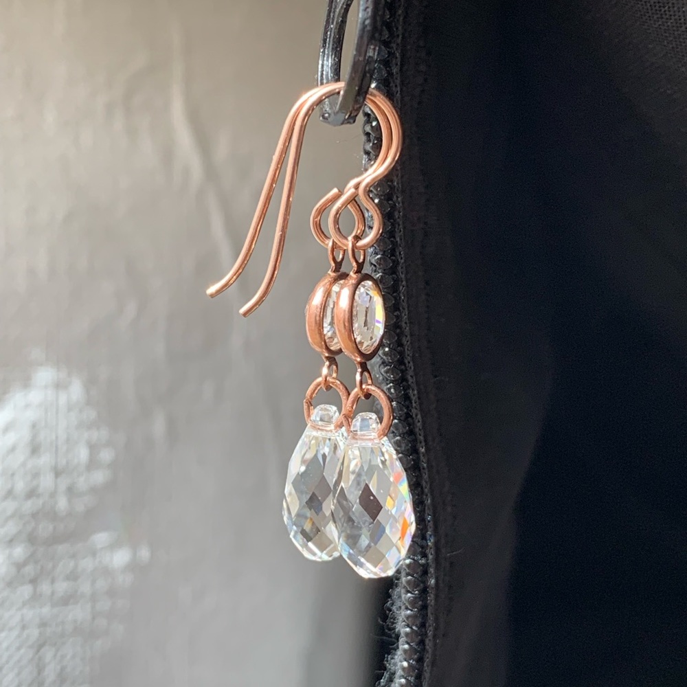 Rose Gold Swarovski Crystals Earrings